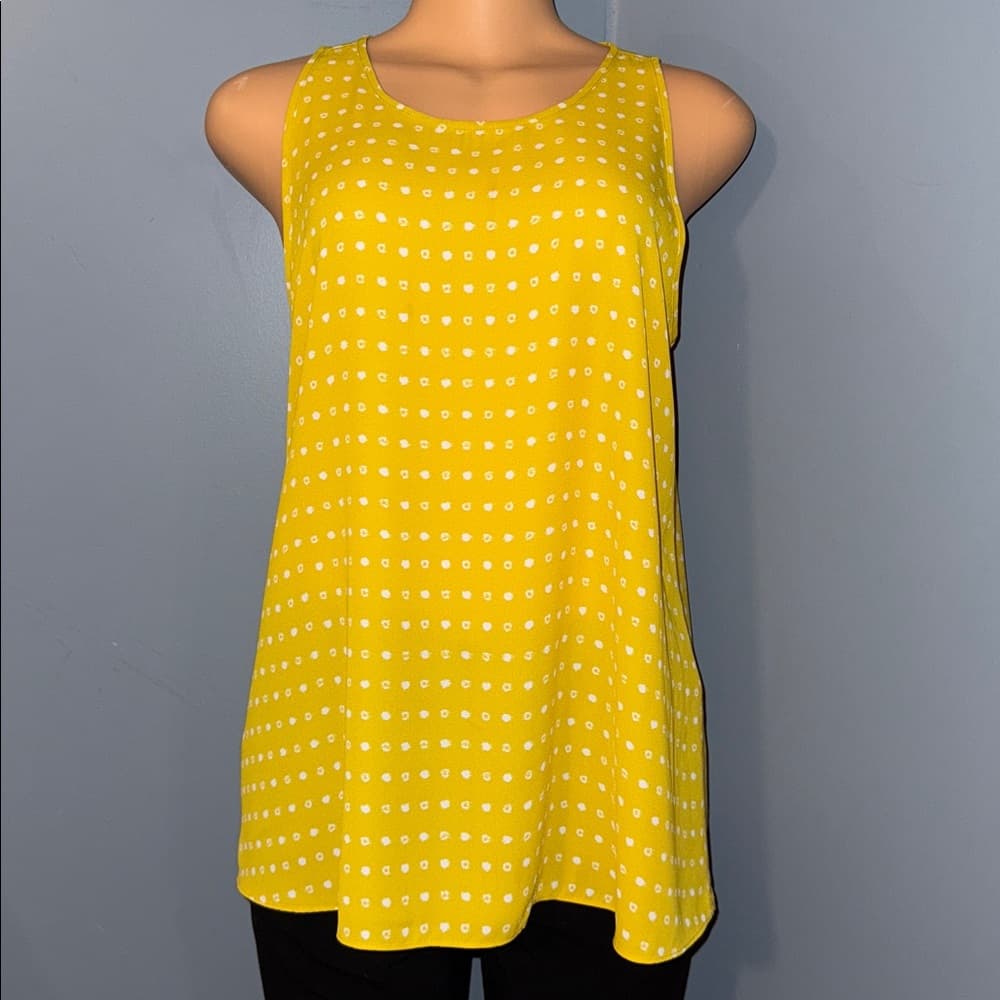 LOFT Yellow Polka Dot Tank Top - Size Medium Petite - Thumbnail 6