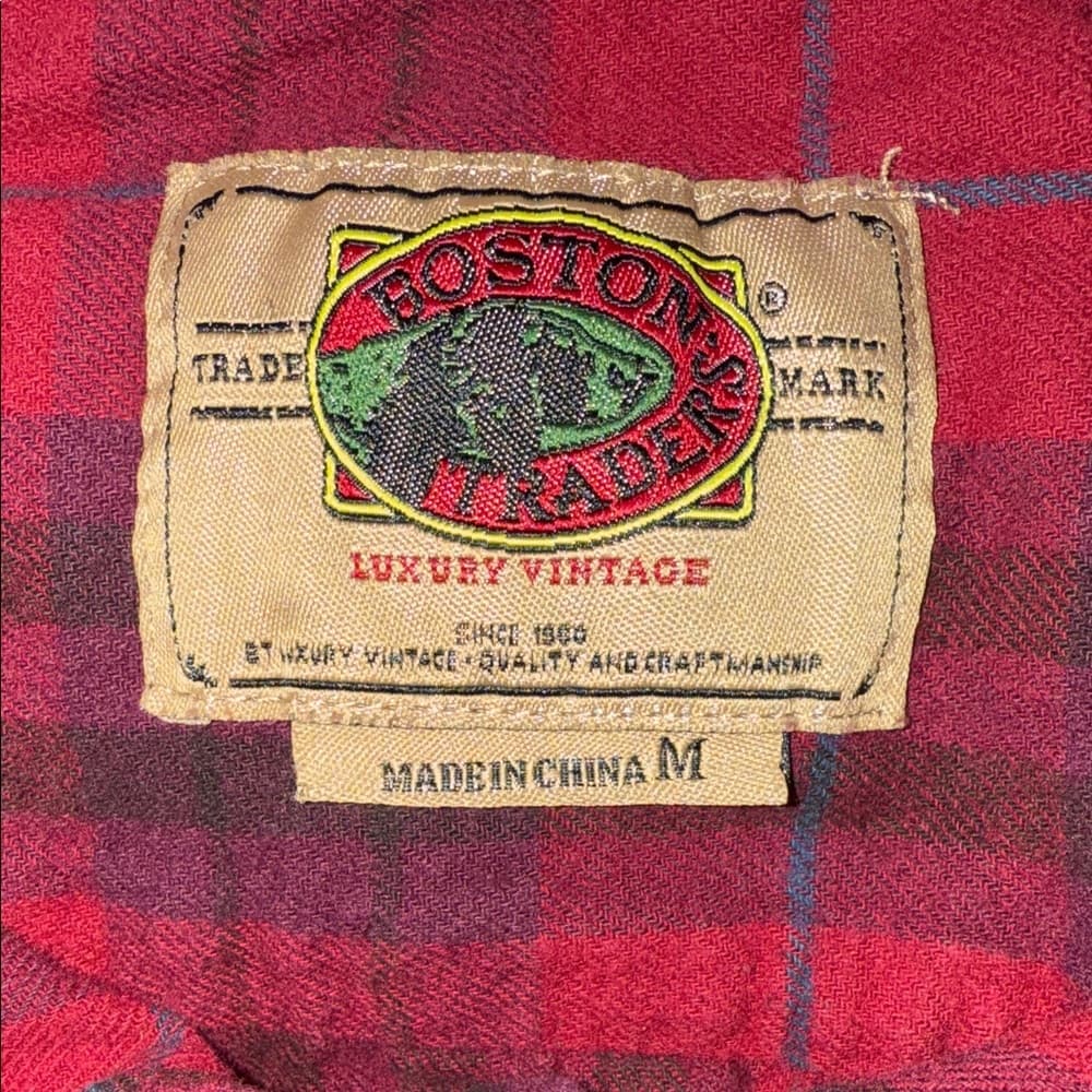 Boston Traders Red Plaid Casual Button Down Shirt - Thumbnail 4