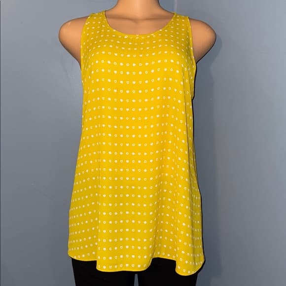LOFT Yellow Polka Dot Tank Top - Size Medium Petite - Thumbnail 7