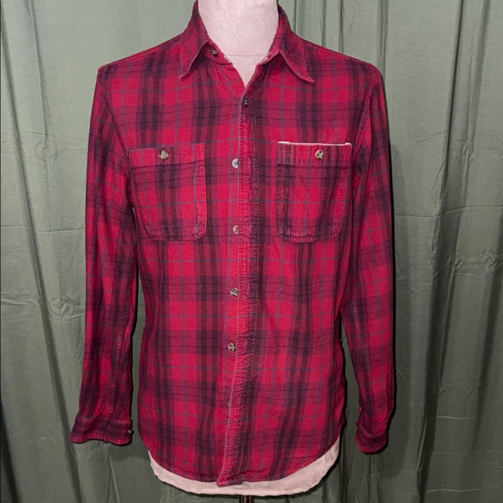 Boston Traders Red Plaid Casual Button Down Shirt - Thumbnail 5