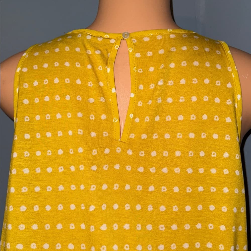 LOFT Yellow Polka Dot Tank Top - Size Medium Petite - Thumbnail 2