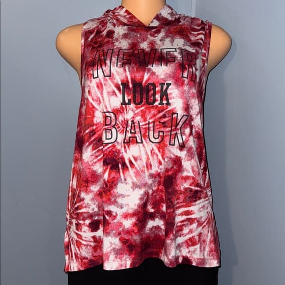 Trendy Red Tie-Dye "Never Look Back" Tank – Size Large - Thumbnail 7