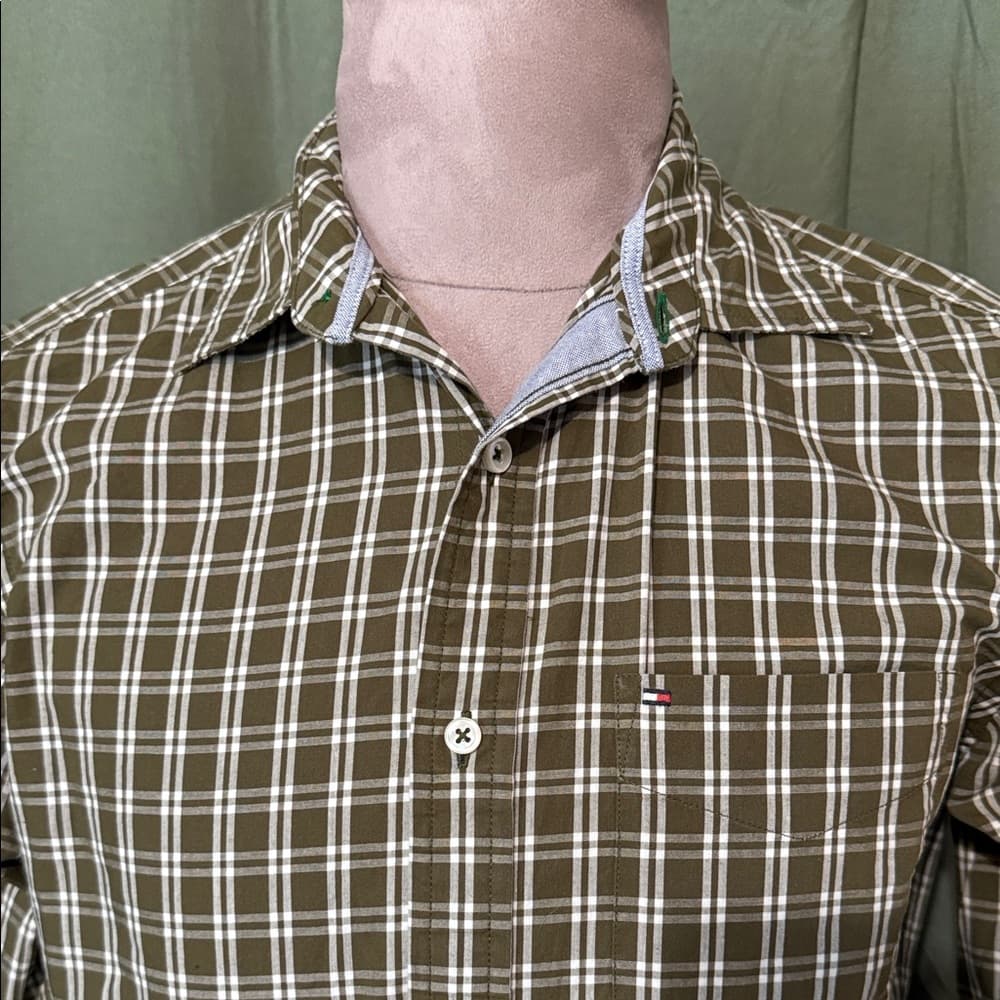 Tommy Hilfiger Olive Green Plaid Shirt