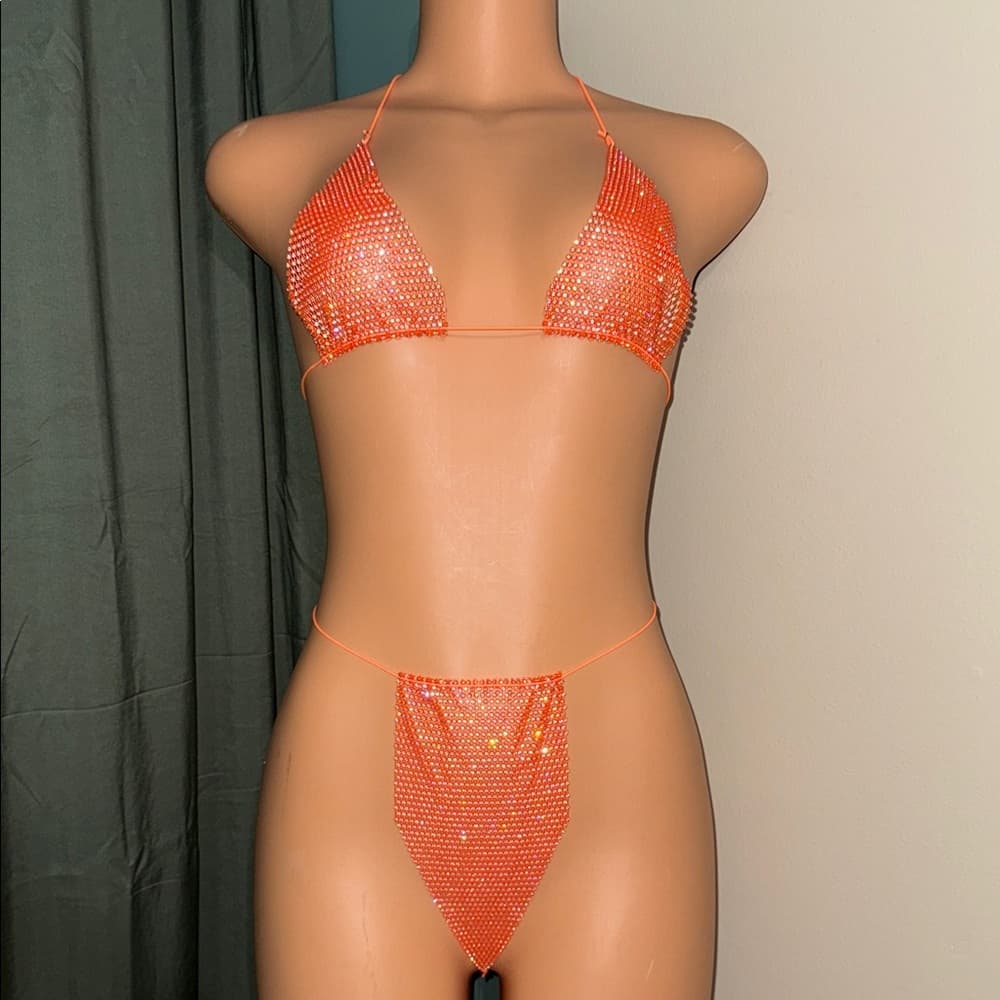 NWOT Sparkling Orange Bikini Set - Thumbnail 4