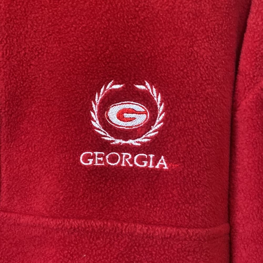 Red fleece quart zip Georgia pullover - Thumbnail 2