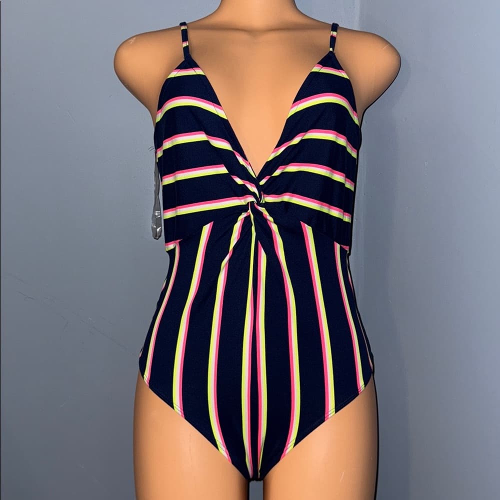 NWT Polly & Ester Striped One-Piece Swimsuit - Size Large - Thumbnail 4