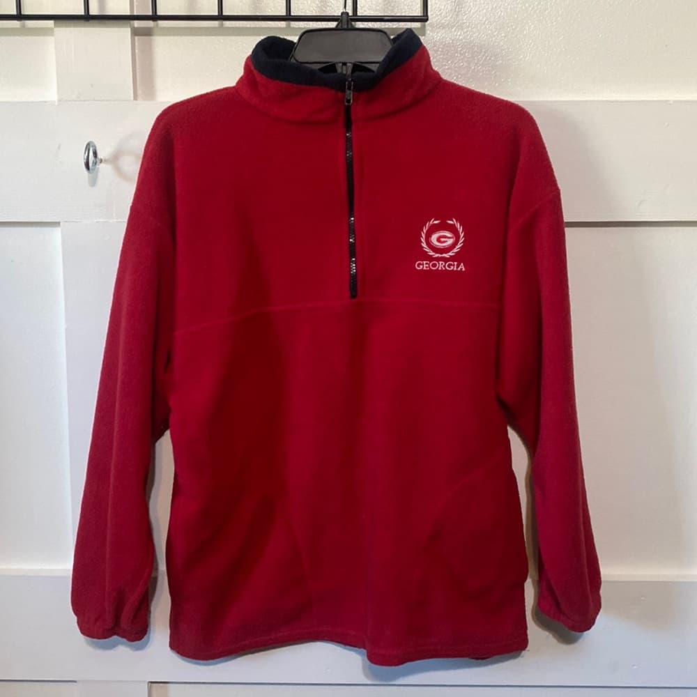 Red fleece quart zip Georgia pullover - Thumbnail 5