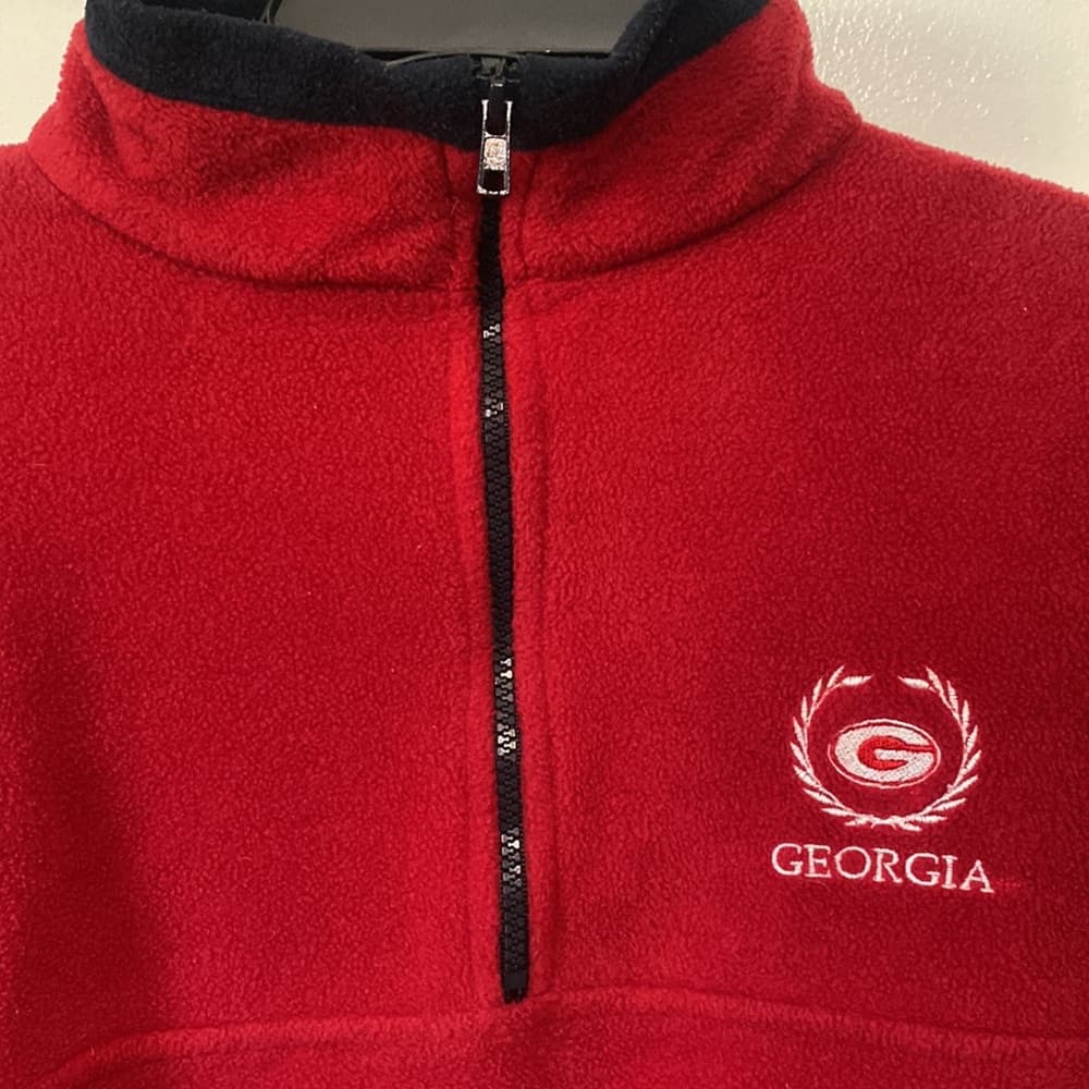 Red fleece quart zip Georgia pullover - Thumbnail 4