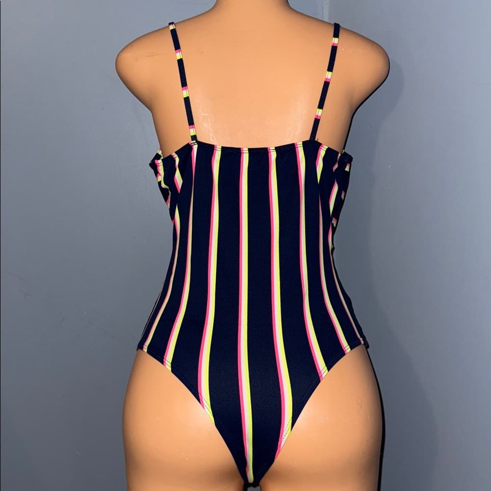 NWT Polly & Ester Striped One-Piece Swimsuit - Size Large - Thumbnail 2