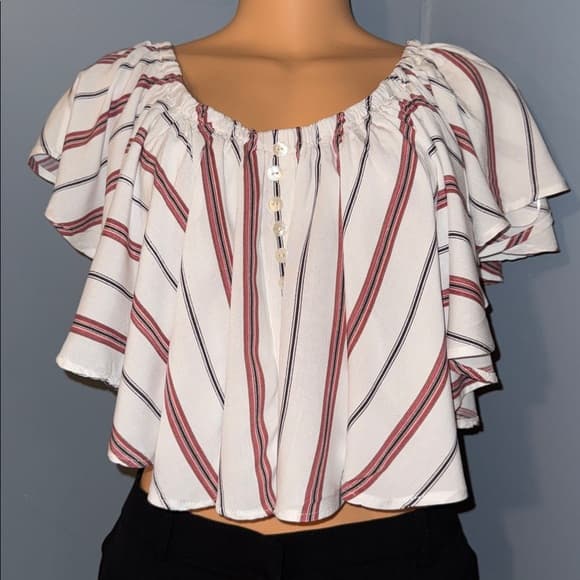 Gypsy Love Striped Flutter Sleeve Top - Size XL - Thumbnail 6