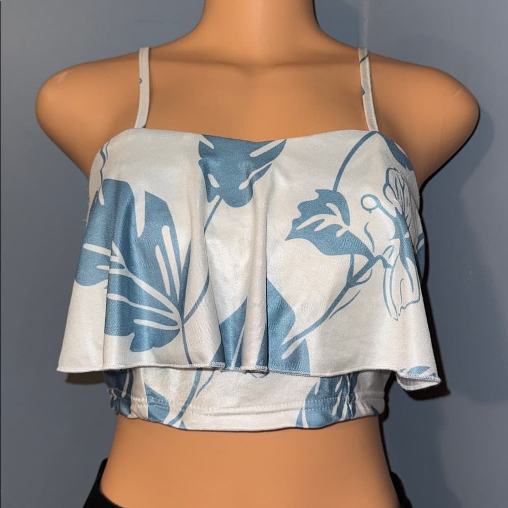Elegant Floral Crop Top - Size M - Thumbnail 6