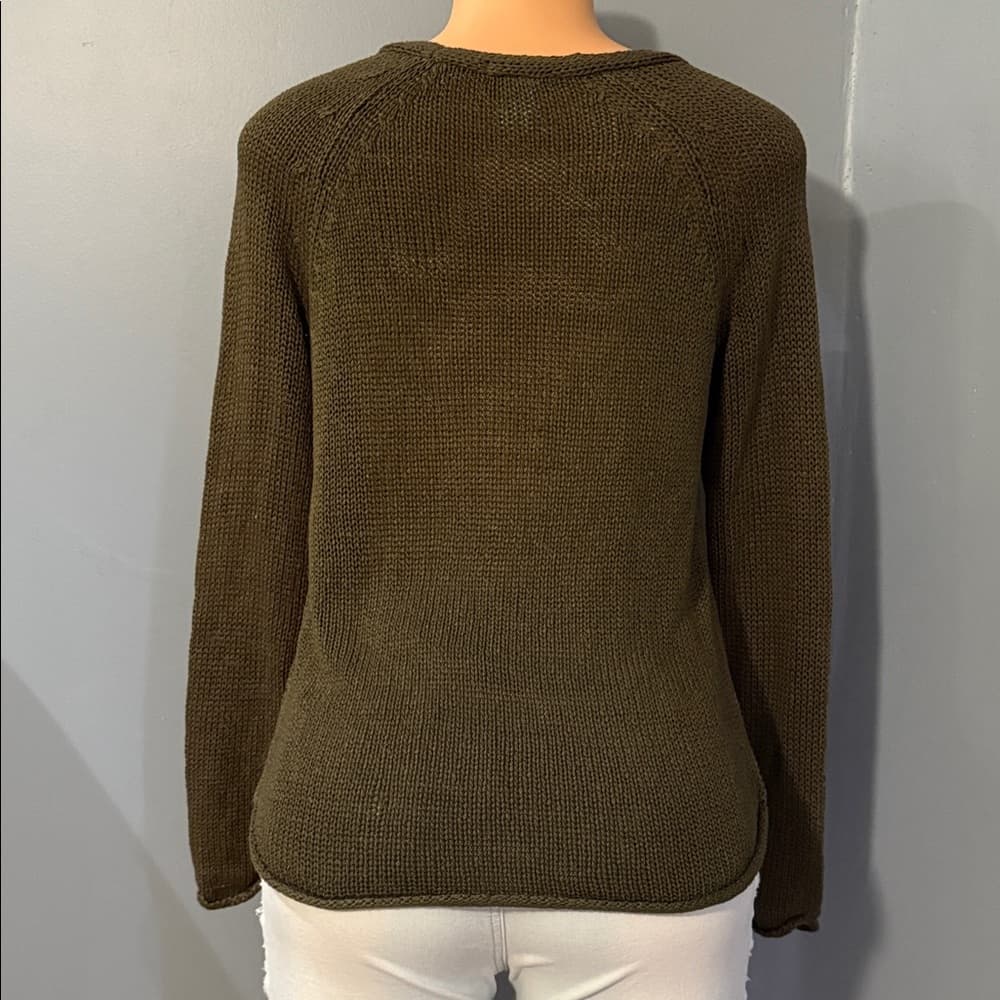 H&M Dark Brown V-Neck Sweater for Women - Thumbnail 4