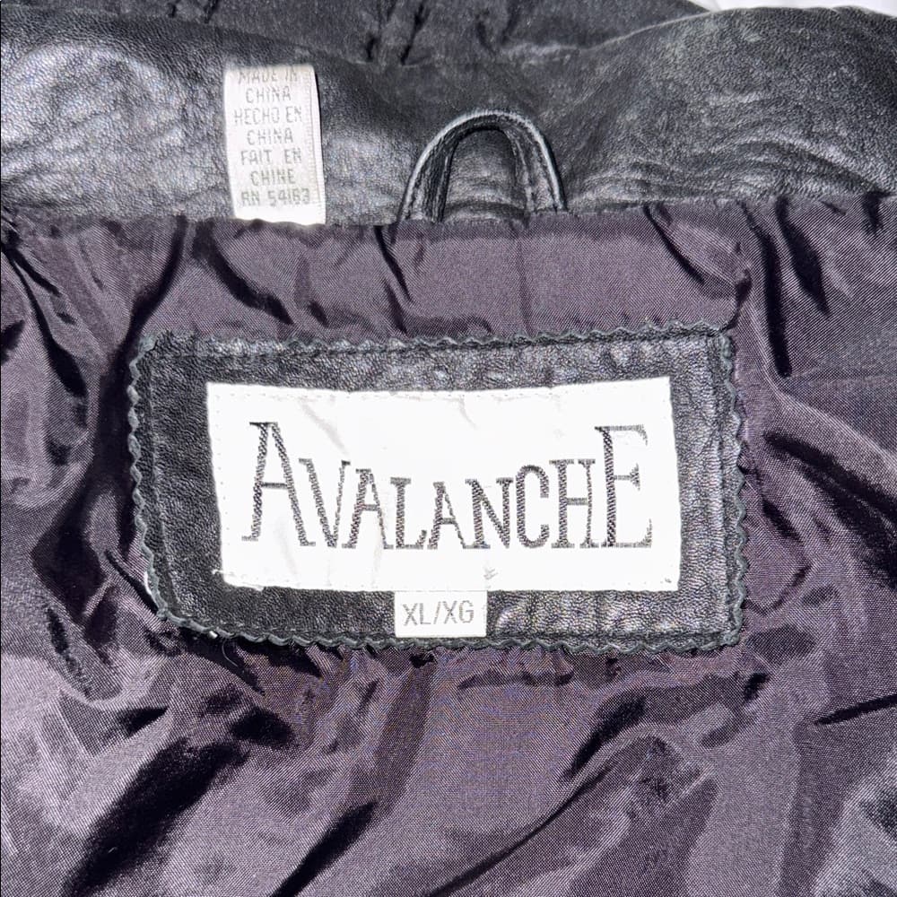 Vintage Avalanche Men's Black Leather Bomber Jacket - Thumbnail 3