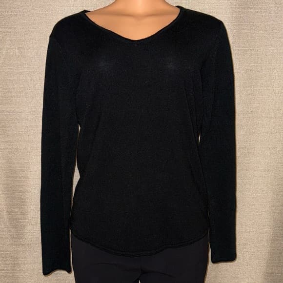 Black v-neck sweater - Thumbnail 4