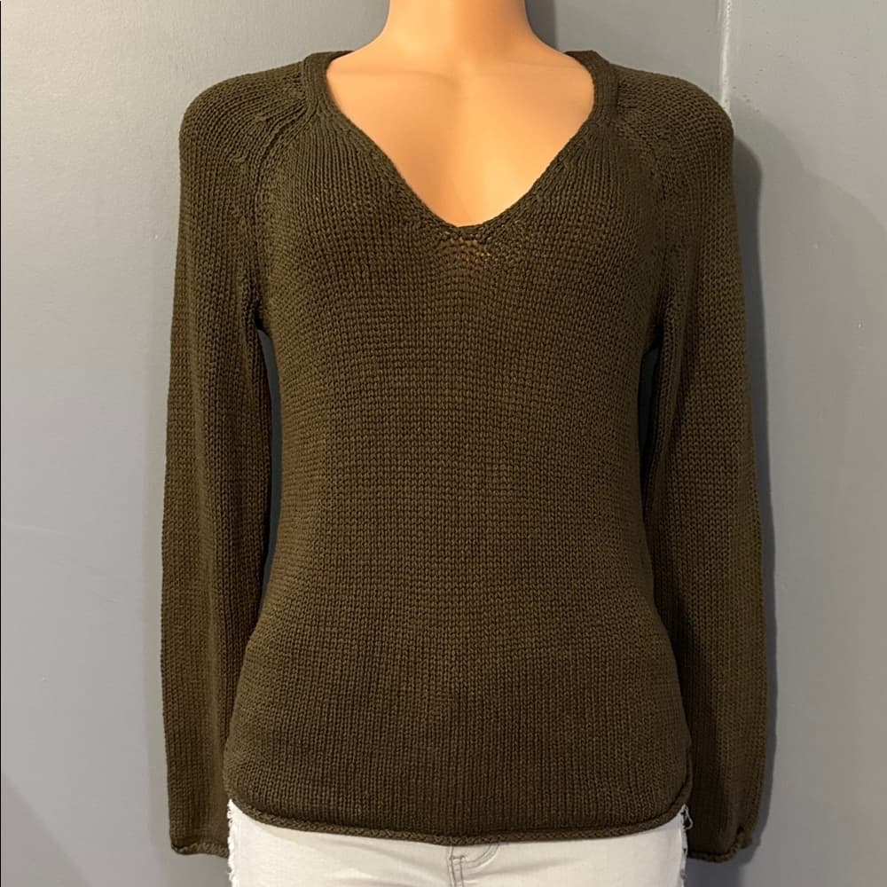 H&M Dark Brown V-Neck Sweater for Women