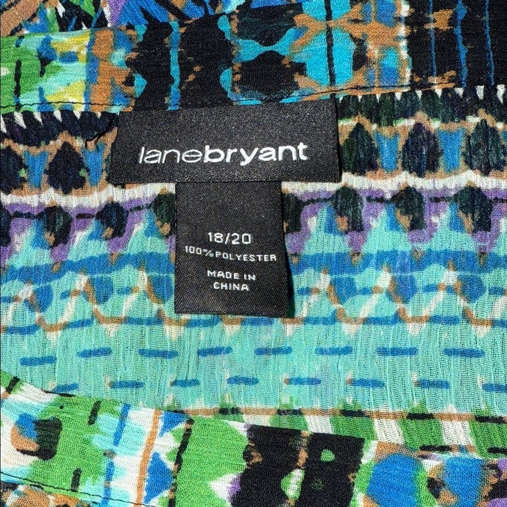 Lane Bryant Blue and Green Striped Blouse