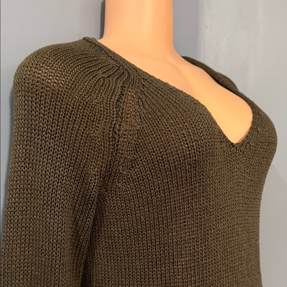 H&M Dark Brown V-Neck Sweater for Women - Thumbnail 2