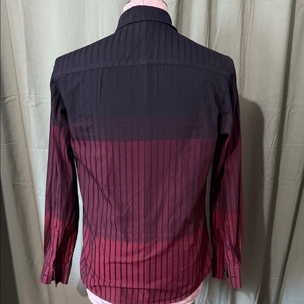 Alfani Men's Black and Red Gradient Striped Shirt