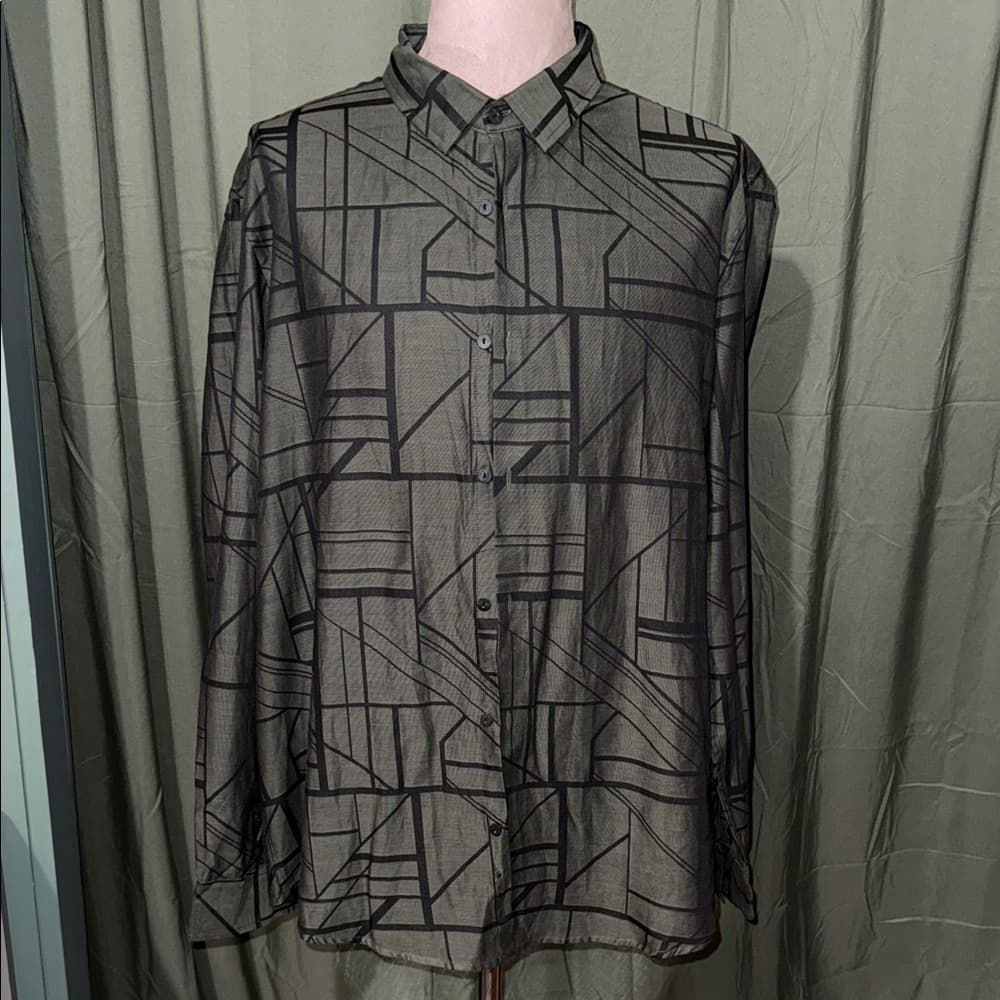 Alfani Men's Abstract Black and Gray Shirt - Thumbnail 3