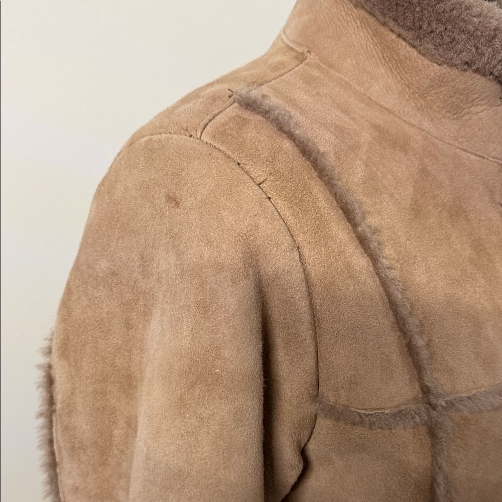 Women's Tan Shearling Jacket - Thumbnail 9