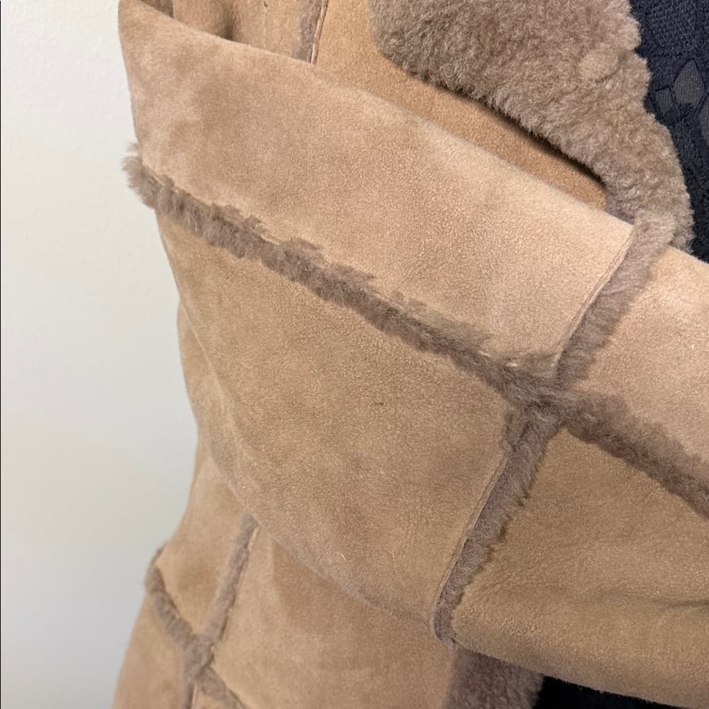 Women's Tan Shearling Jacket - Thumbnail 6