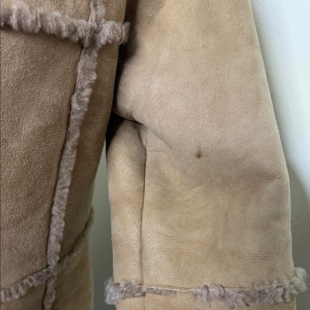 Women's Tan Shearling Jacket - Thumbnail 7