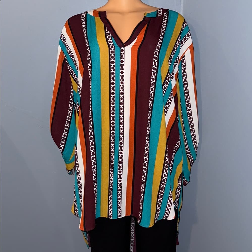 Stylish Cato Striped Blouse - Size 26W - Thumbnail 5