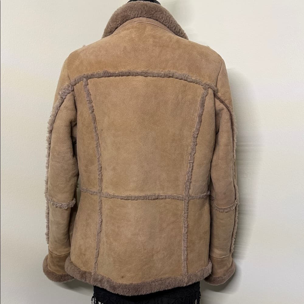 Women's Tan Shearling Jacket - Thumbnail 4