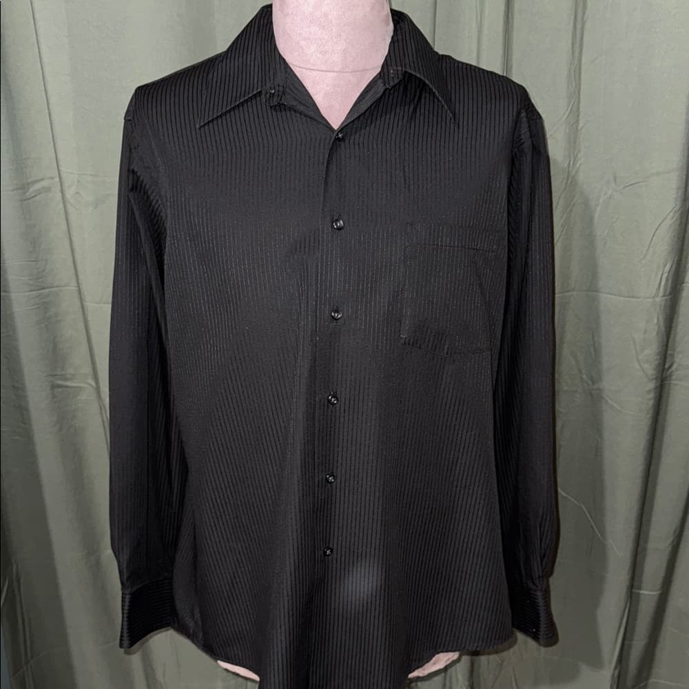 Van Heusen Black Pinstripe Dress Shirt - Thumbnail 5