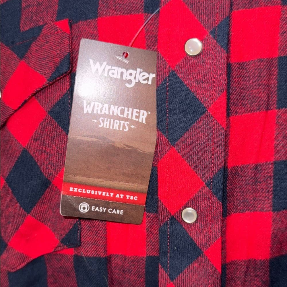 Wrangler Men's Red and Black Checkered Shirt - Thumbnail 2