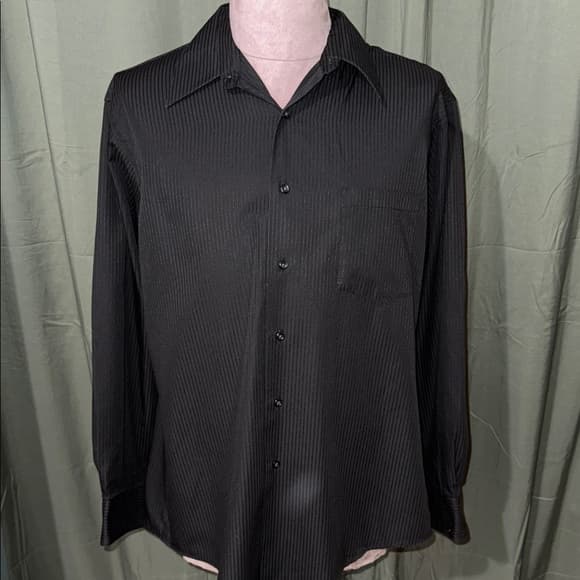 Van Heusen Black Pinstripe Dress Shirt - Thumbnail 6