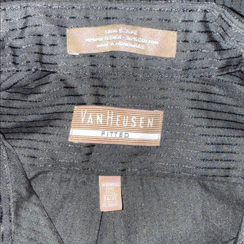 Van Heusen Black Pinstripe Dress Shirt - Thumbnail 2