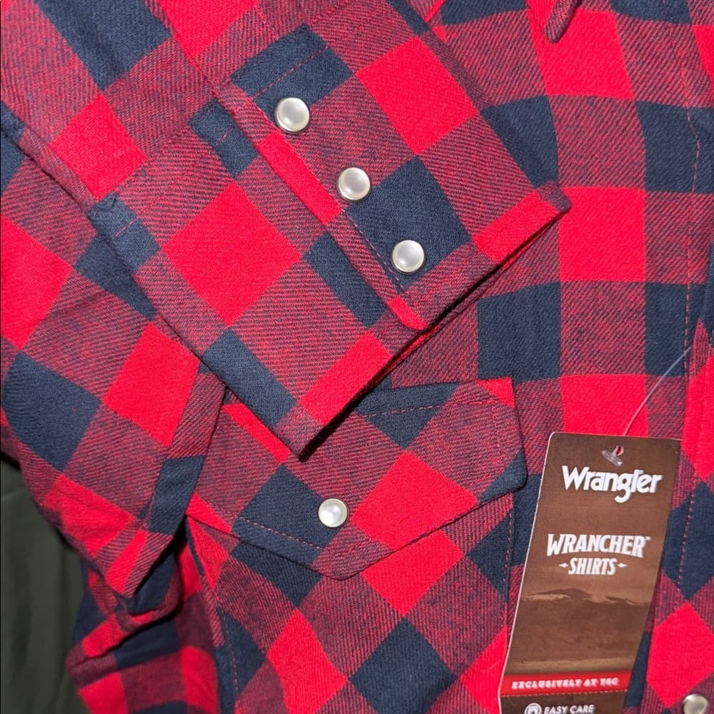 Wrangler Men's Red and Black Checkered Shirt - Thumbnail 3
