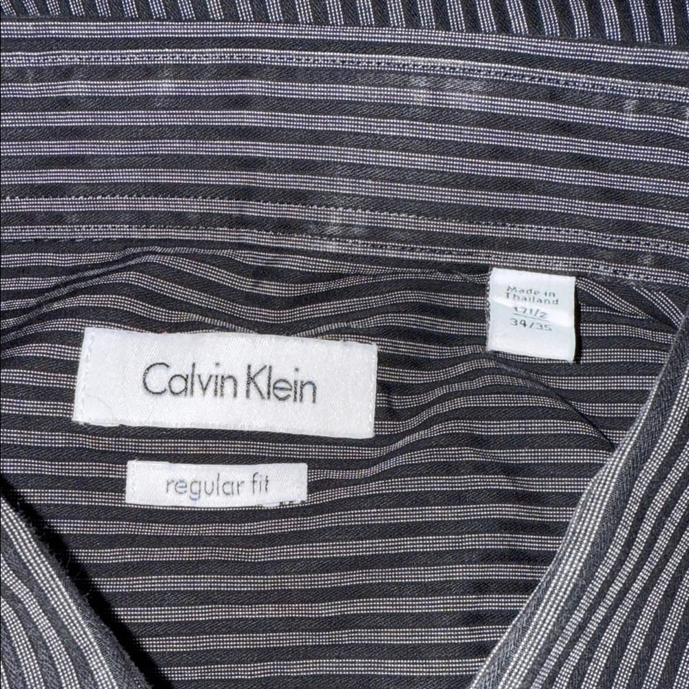 Calvin Klein Men's Black Pinstripe Shirt - Thumbnail 2