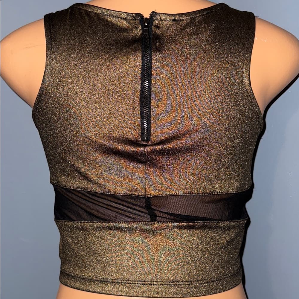 Bebe Sheer Metallic Crop Top - Size Small - Thumbnail 2