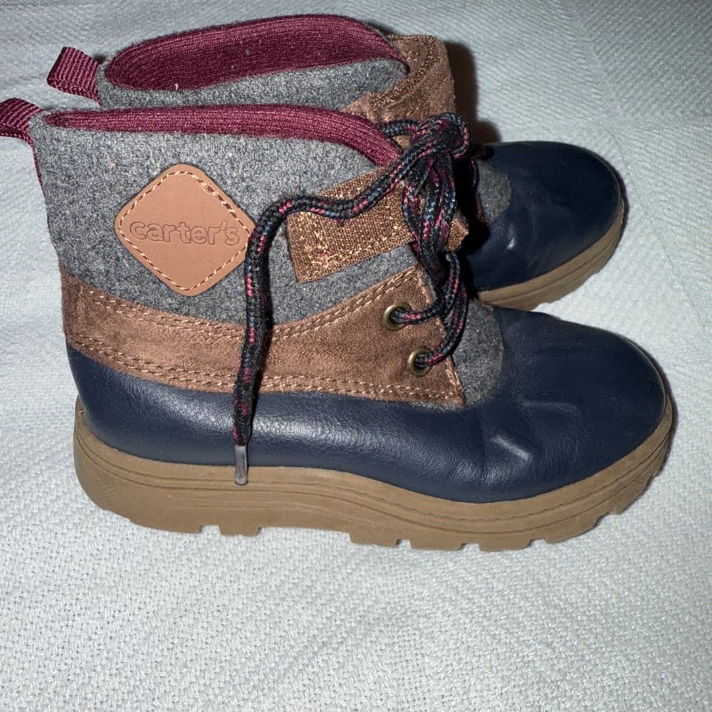 Carter's Kids' Blue and Brown Boots - Thumbnail 5