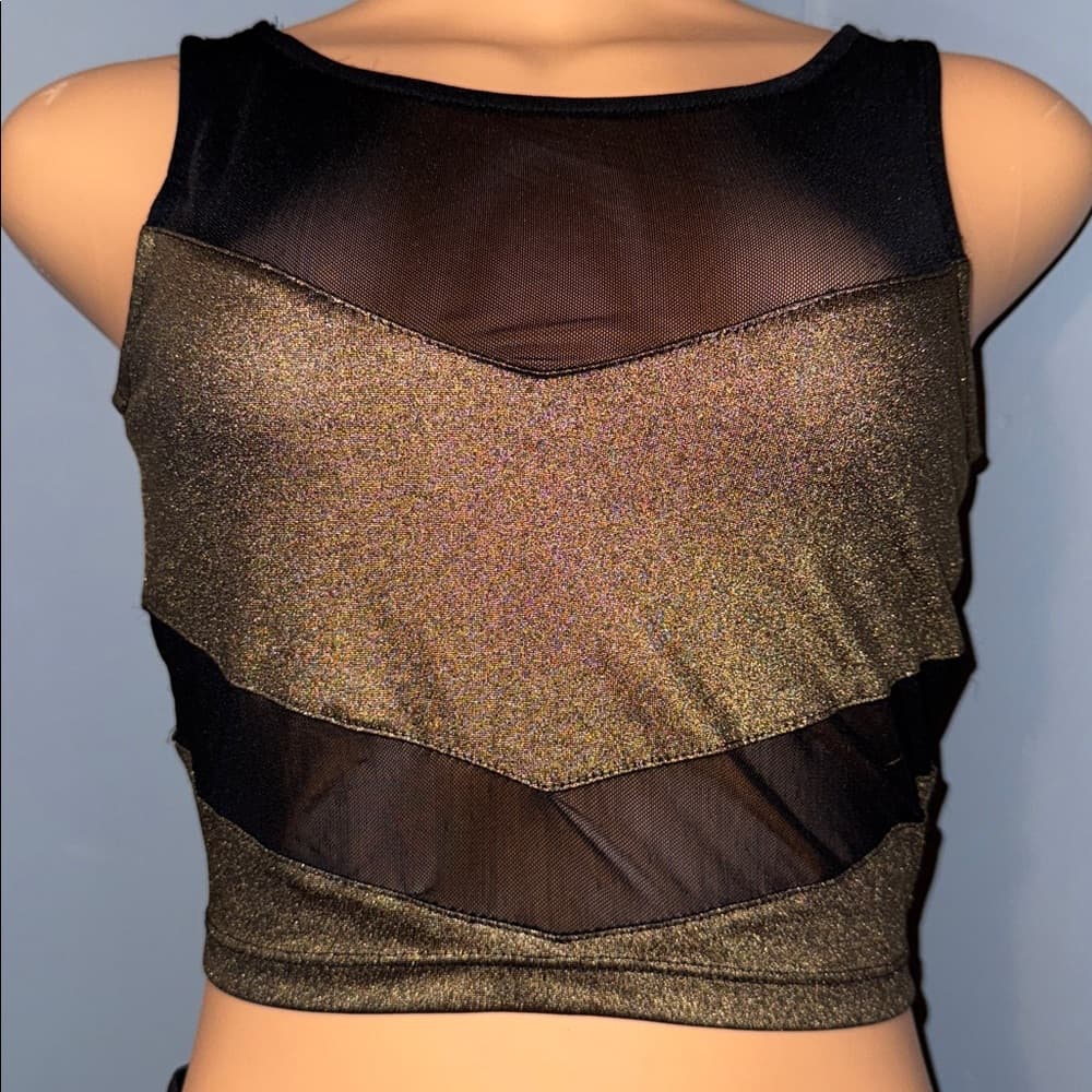 Bebe Sheer Metallic Crop Top - Size Small - Thumbnail 4
