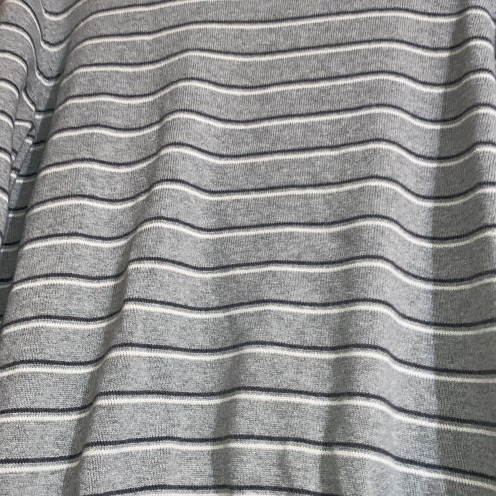 Grey striped sweater with double cuffed sleeves - Thumbnail 2