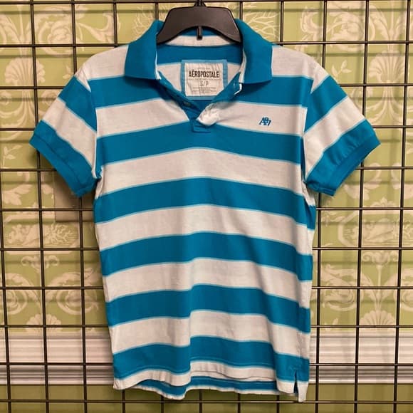 Blue & white striped polo shirt - Thumbnail 5