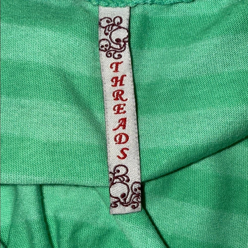 XS Green Strapless Top with Floral Design - Thumbnail 4