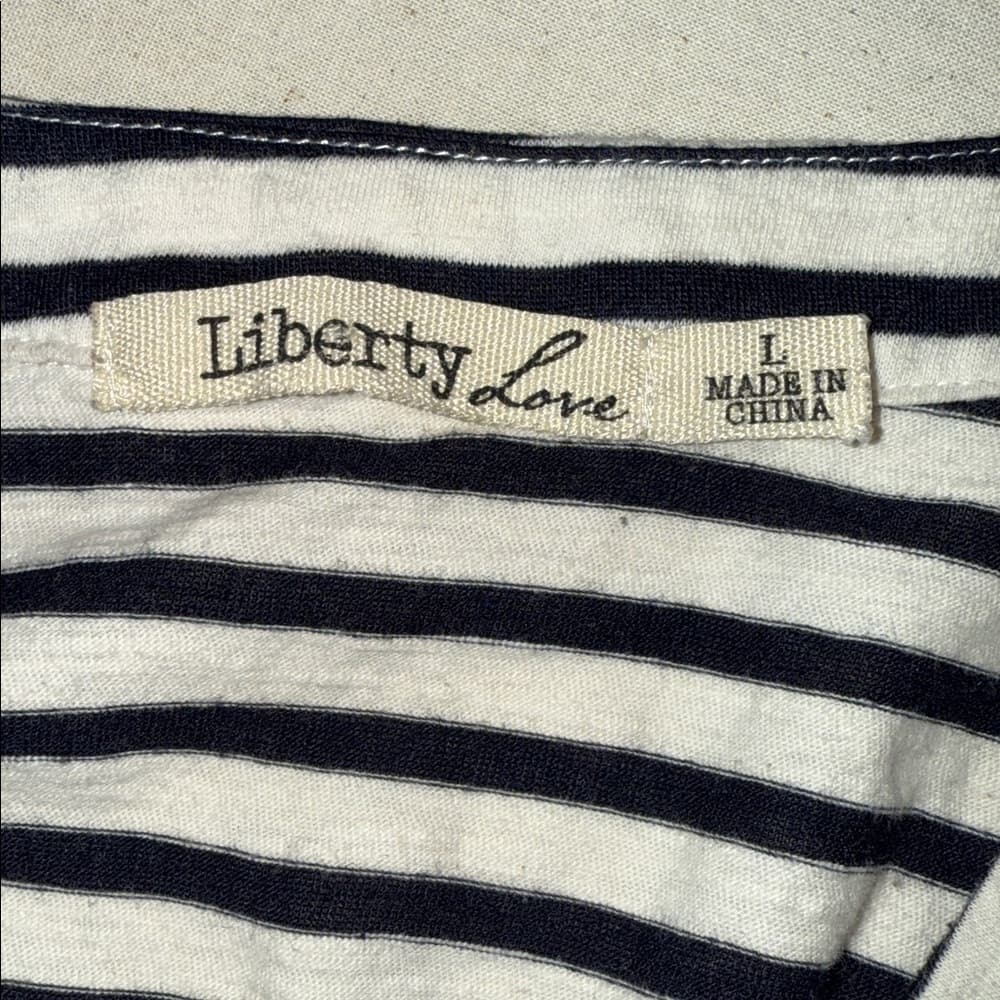 Liberty Love Striped Button-Up Blouse - Size Large - Thumbnail 3