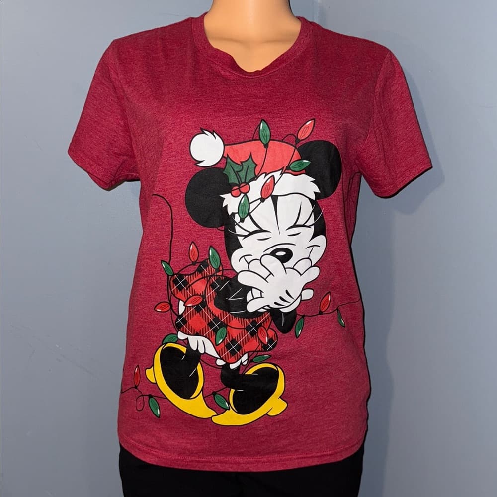 Festive Minnie Mouse Holiday T-Shirt, Size Large - Thumbnail 3
