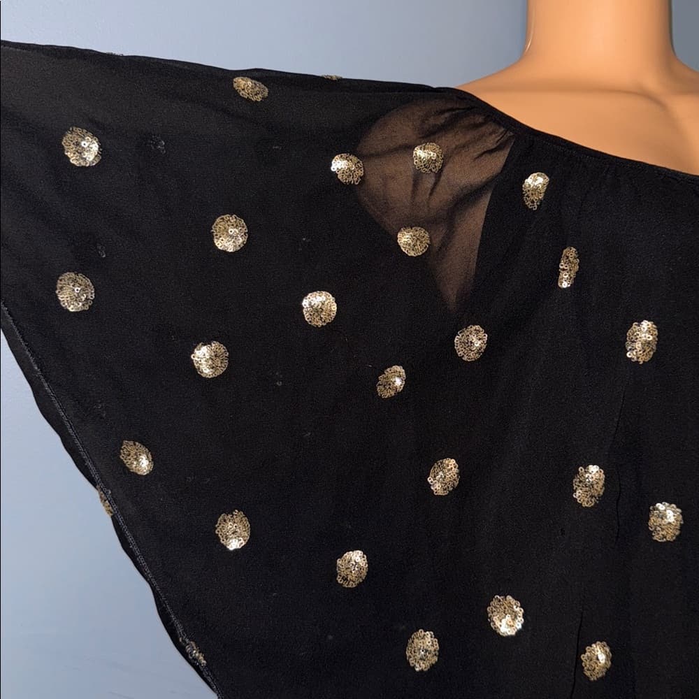 Elegant Black Sheer Polka Dot Blouse, Size 14W - Thumbnail 3