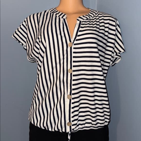 Liberty Love Striped Button-Up Blouse - Size Large - Thumbnail 5