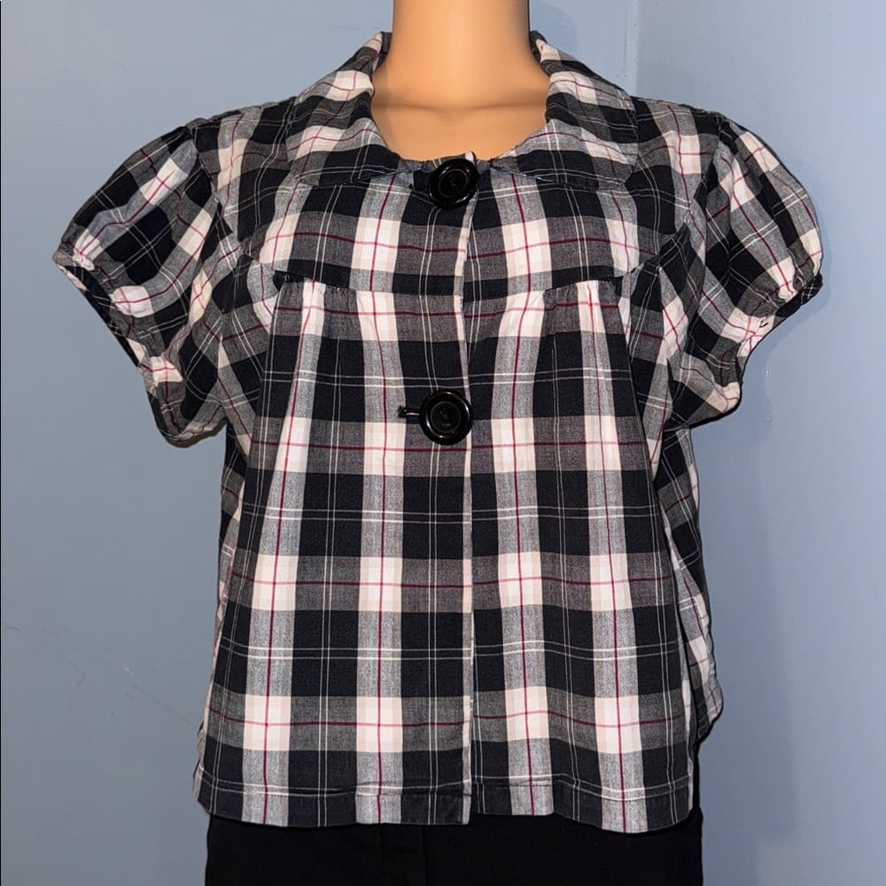 Stylish At Last Plaid Top - Size 1X - Thumbnail 4