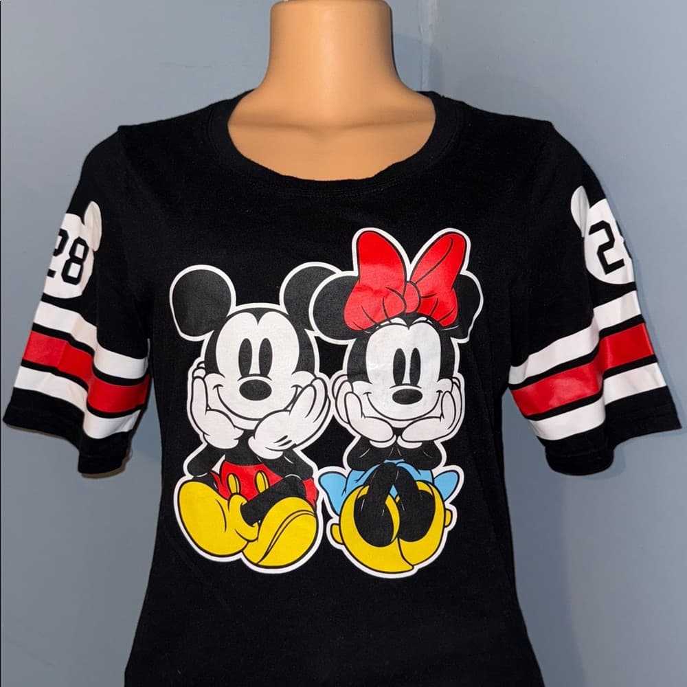 Disney Mickey & Minnie Mouse Black Graphic T-Shirt - Thumbnail 5