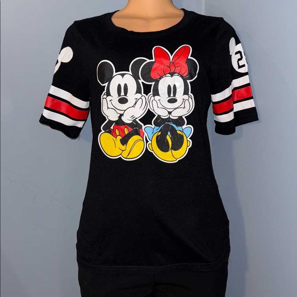 Disney Mickey & Minnie Mouse Black Graphic T-Shirt - Thumbnail 9