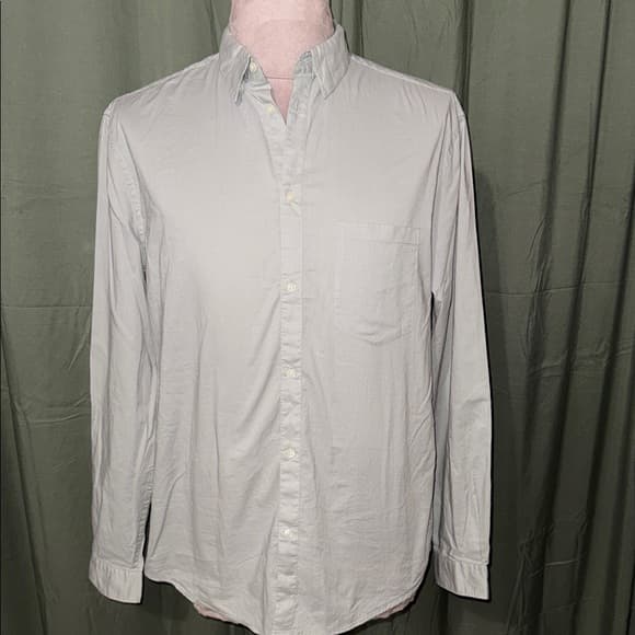 H&M Men's Light Gray Casual Button-Down Shirt - Thumbnail 4