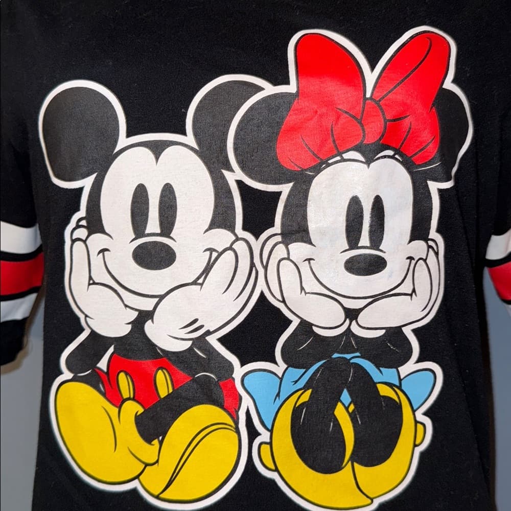 Disney Mickey & Minnie Mouse Black Graphic T-Shirt - Thumbnail 7