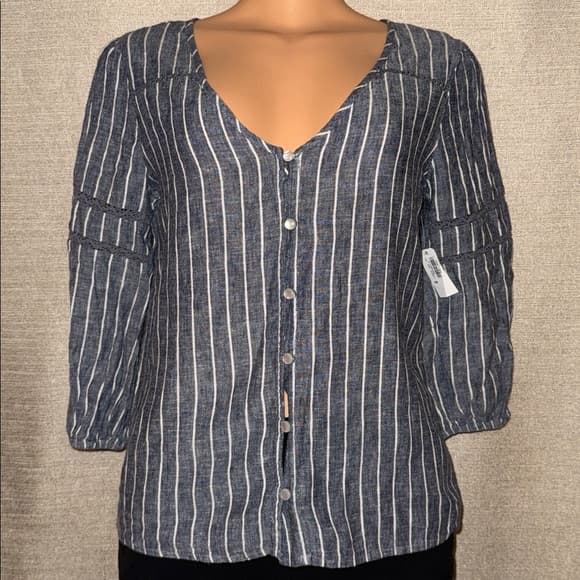 Old Navy Striped Button-Up Blouse - Size XS - Thumbnail 8